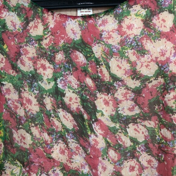 Sundance Floral 100% Silk Tiered Oversized Flowy Breezy Semi Sheer Top/Blouse XS - Picture 7 of 16